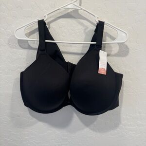 NWT Cacique Black Cotton Boost Plunge Bra 44DDD Everyday Comfort